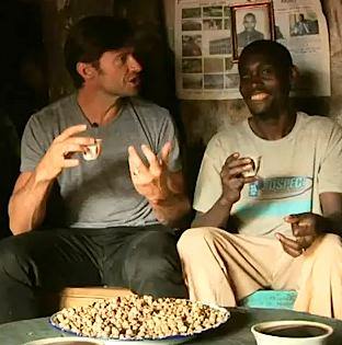Hugh Jackman with coffee grower