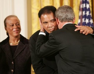 Muhammad Ali and President Bush-WH photo
