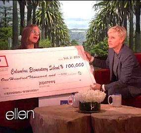 Ellen gives teachers 100K