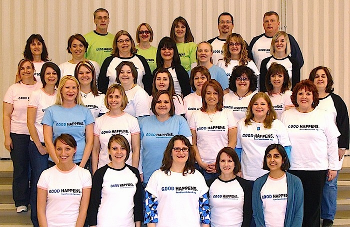 Stevenson Elementary teachers show off new tees from Good News Network