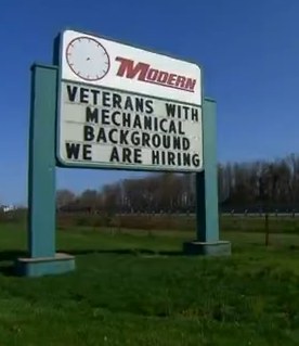 We Are Hiring Veterans sign -Fox News snapshot