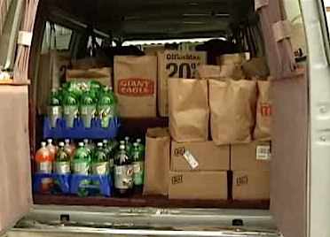 van-full of groceries NBC4 videoclip