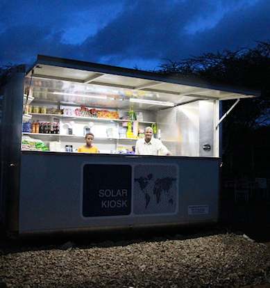 SolarKiosk at night in Ethiopia