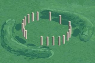 stonehenge-like finding, artist rendition