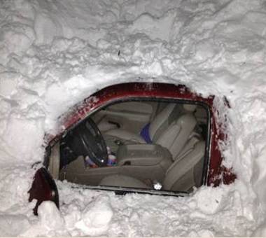 snow entombed car New Mexico