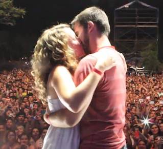 Concert proposal onstage with Foster the People