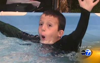 Family photo shows hero in the pool