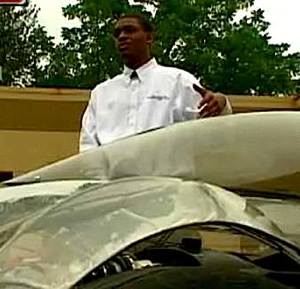 student w/ electric car, KMBC-TV