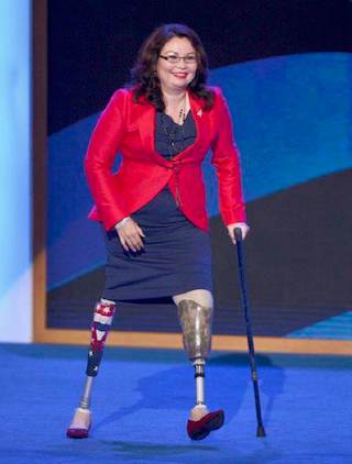 Tammy Duckworth walking on stage - Federal election Fair Use photo