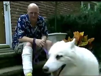 Dog loves owner in hospital