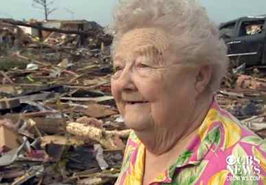Lady finds dog in tornado