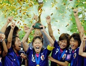 FIFA photo of Japanese women's team in celebration