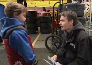 Jeff Gordon helps go-cart fundraising boy