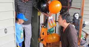 Halloween costume drive by boy with cancer