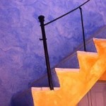 blue and gold stairs