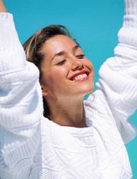 smiling woman relieved