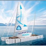 Plastiki boat made of plastic bottles and recycled material