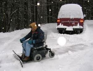 Special wheelchair powers through snow