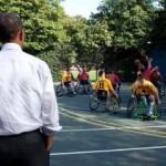 Obama watches wheelchair basketball vets at the White House