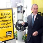 Mayor Bloomberg w/ electric-car charger, Spencer Tucker photo