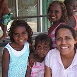 Catherine Freeman with kids, Foundation photo