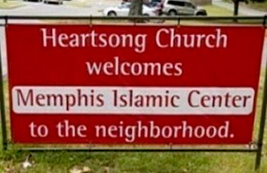 Heartsong church sign welcoming mosque