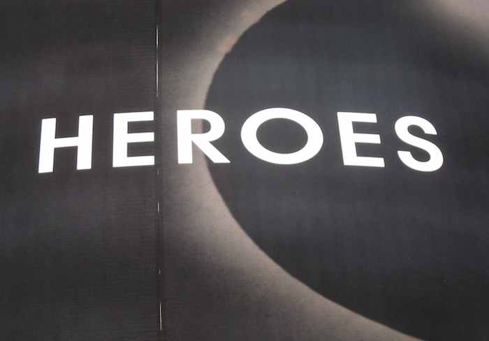 'Heroes' written on a billboard