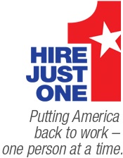 Hire Just One logo appears as newspaper ad
