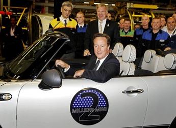 David Cameron in Mini Cooper