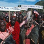 Massai warriors w/ US flags and 9/11 messages of support