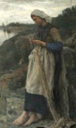 French painting, Fishermans Daughter-Mender of Nets