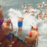 Swimmers in Hong Kong Harbor - BBC video snip
