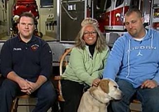 firefighter w/ rescued lab NBC video clip