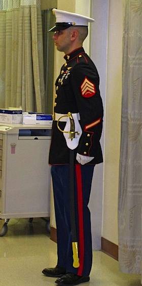 Marine stands guard - Riley Hospital for Children