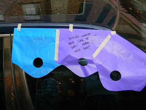 Bags keep rain out of car-Kindness-Reddit