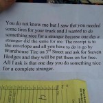 Note for driver gives tires anonymously