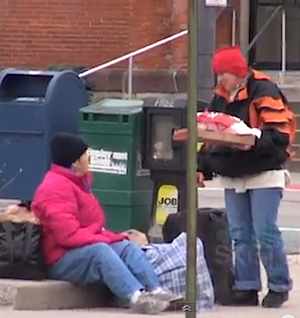 homeless receive pizza delivery-YouTube