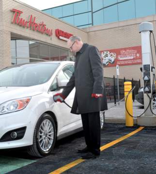 Electric car charging station-TimHortons