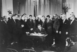 Lyndon B. Johnson signs the 1968 Civil Rights Act 