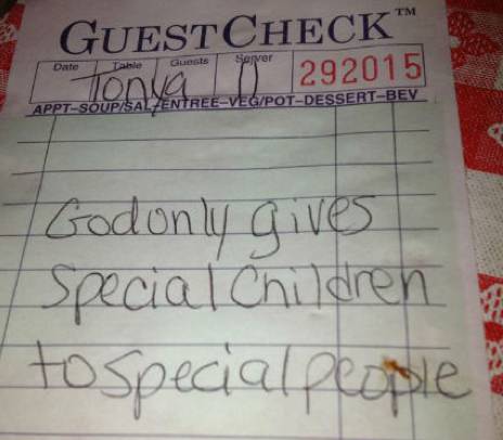 note to diners special children and God
