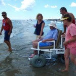 wheelchair into surf - family photo of Jim Handy