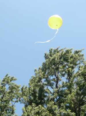 balloon yellow in sky