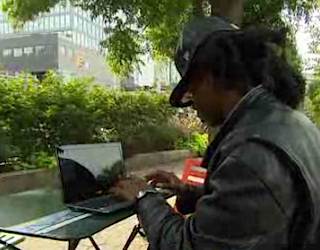 Coding in the park-homeless guy-NBCvid