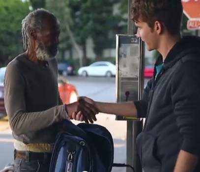homeless gets gift