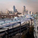 cycling-utopia-above-London-railways skycycle-rendering