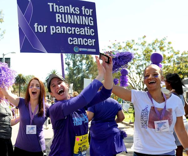 Cancer marathon sign Thanks for running-Angela Daves-Haley