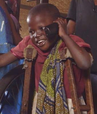 telephone African boy talks to mom