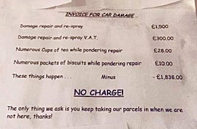 UK Neighbor no charge car damage-fb