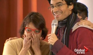 brice royer and francesca-crying-mic-Global News video