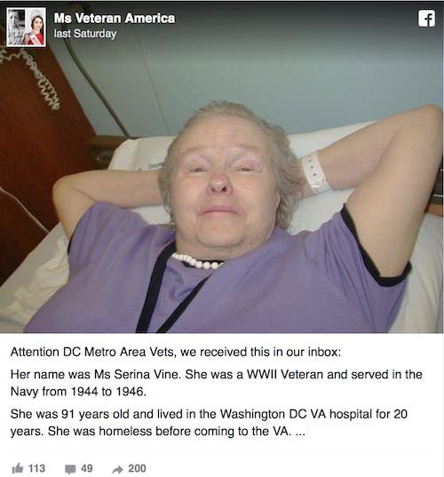 woman veteran in hospital-FB post